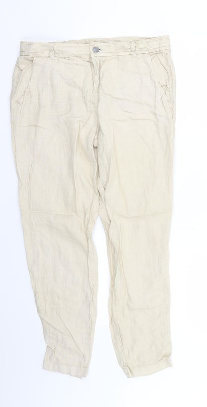 Indigo Womens Beige   Trousers  Size 12 L26 in