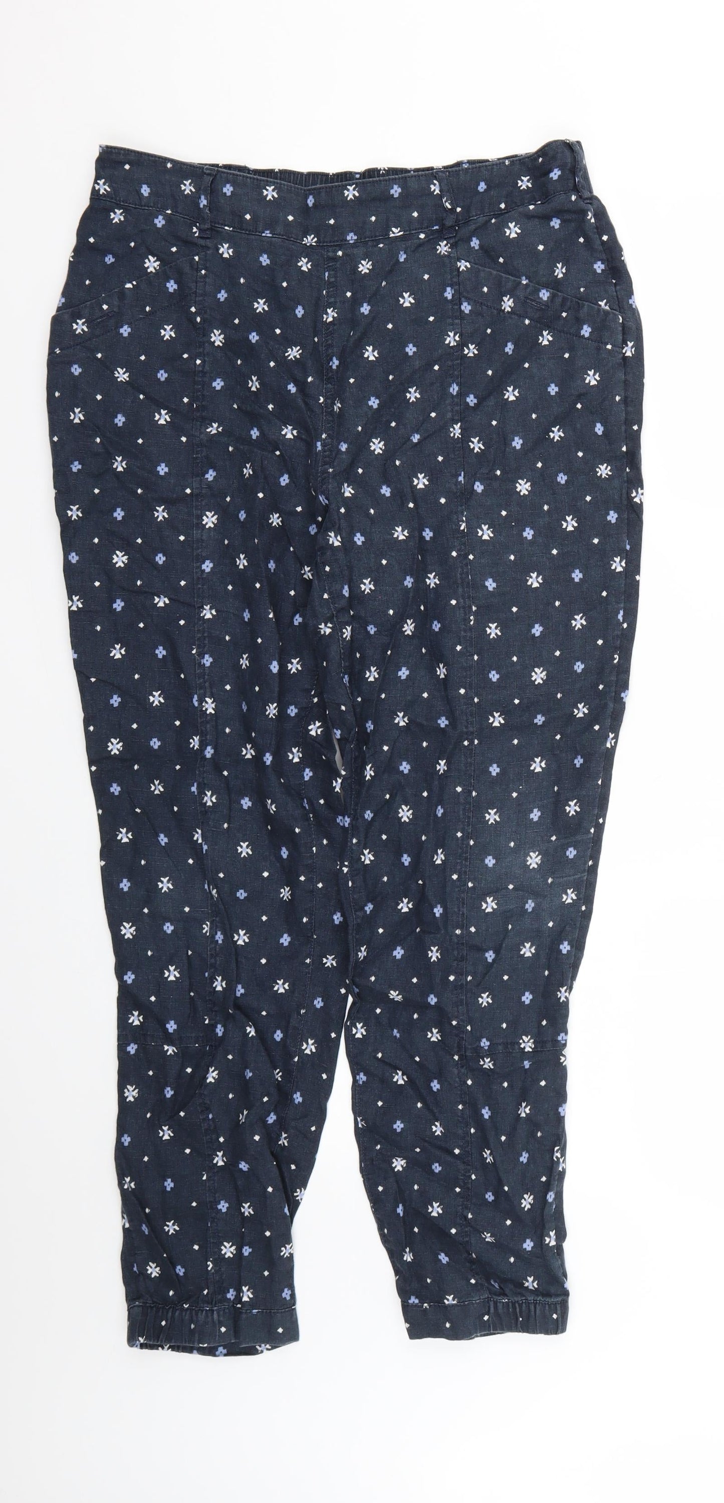 Monsoon Womens Blue Geometric  Trousers  Size 12 L27 in