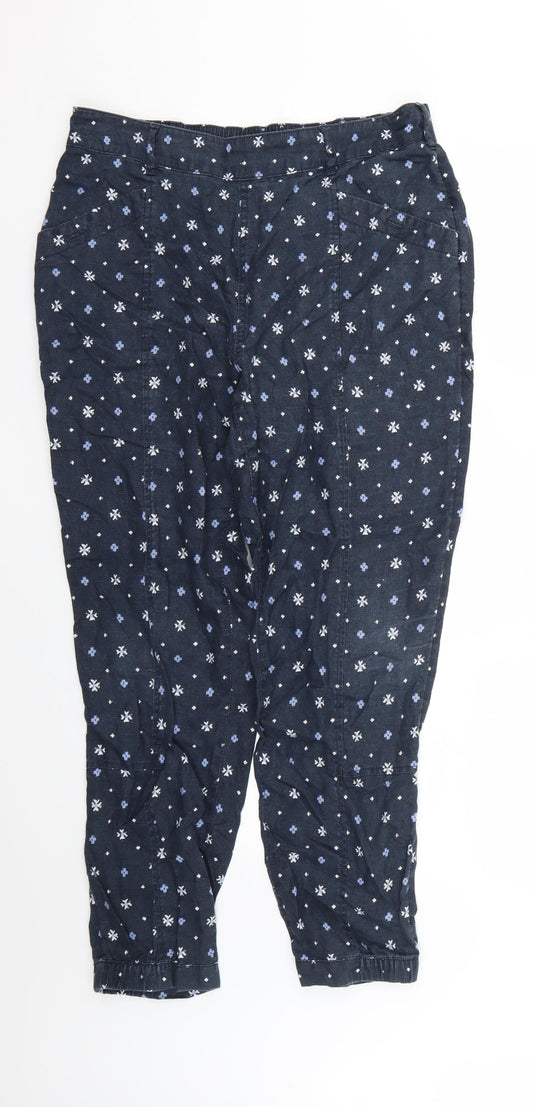 Monsoon Womens Blue Geometric  Trousers  Size 12 L27 in