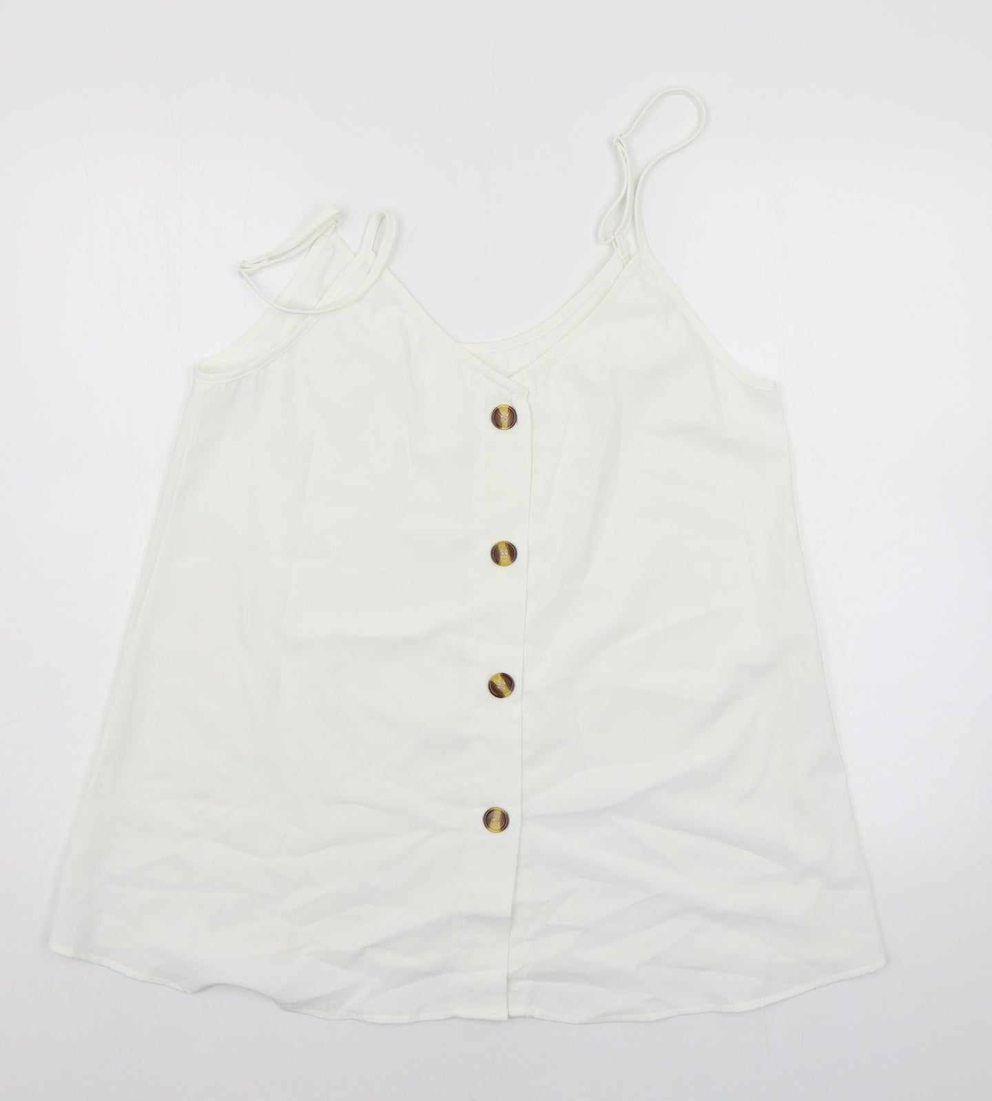 Womens UK Size XL Preworn White Basic Tank