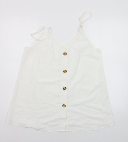 Womens UK Size XL Preworn White Basic Tank