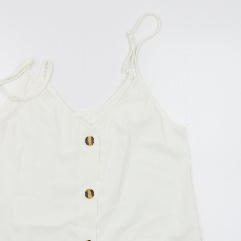 Womens UK Size XL Preworn White Basic Tank