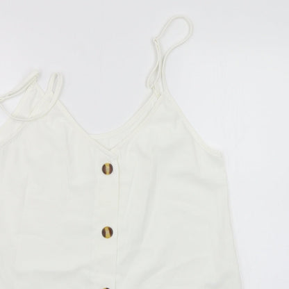 Womens UK Size XL Preworn White Basic Tank