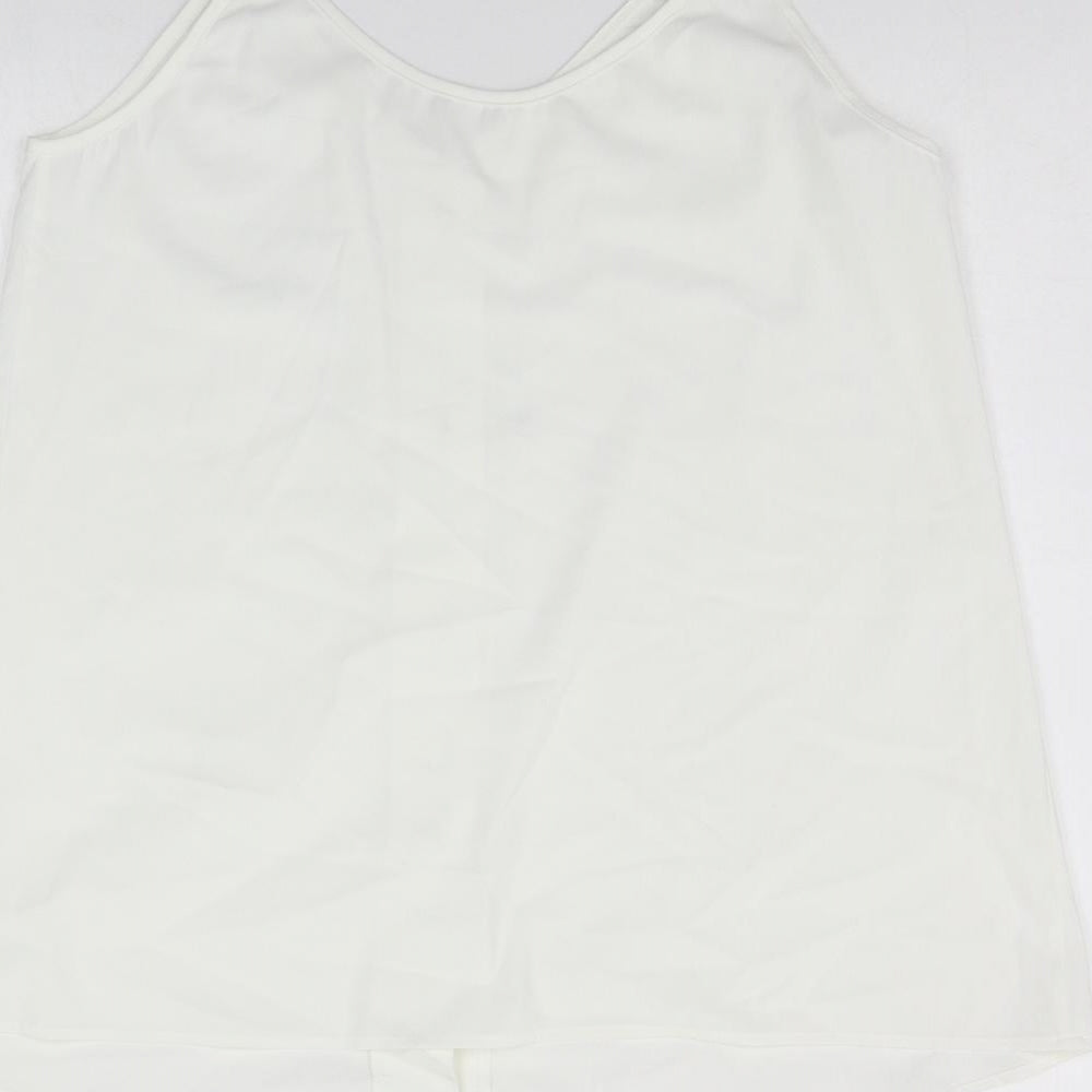 Womens UK Size XL Preworn White Basic Tank