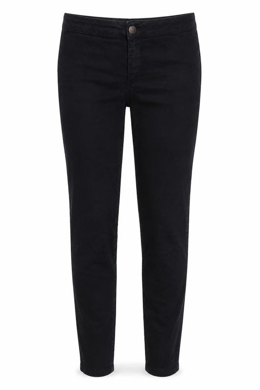 Front view of Denim & Co. women’s black skinny jeans, size UK 10, 28-inch leg