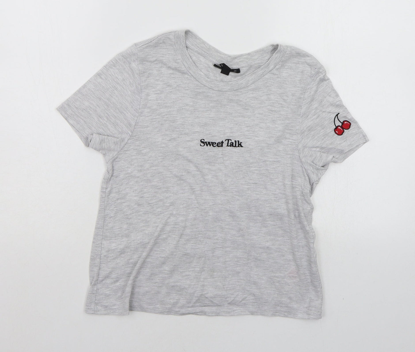 Womens UK Size 6 Topshop Grey Basic T-Shirt