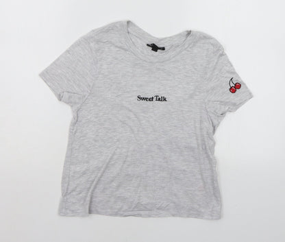 Womens UK Size 6 Topshop Grey Basic T-Shirt