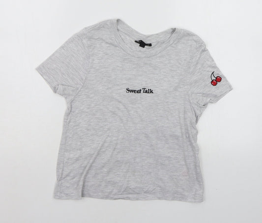 Womens UK Size 6 Topshop Grey Basic T-Shirt