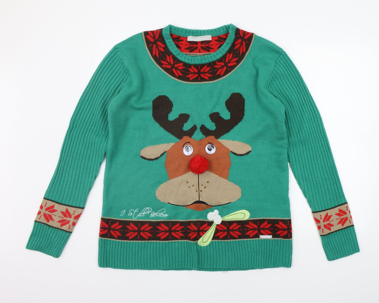 CHRIMBOFREAKS Mens Green   Pullover Jumper Size XL  - christams