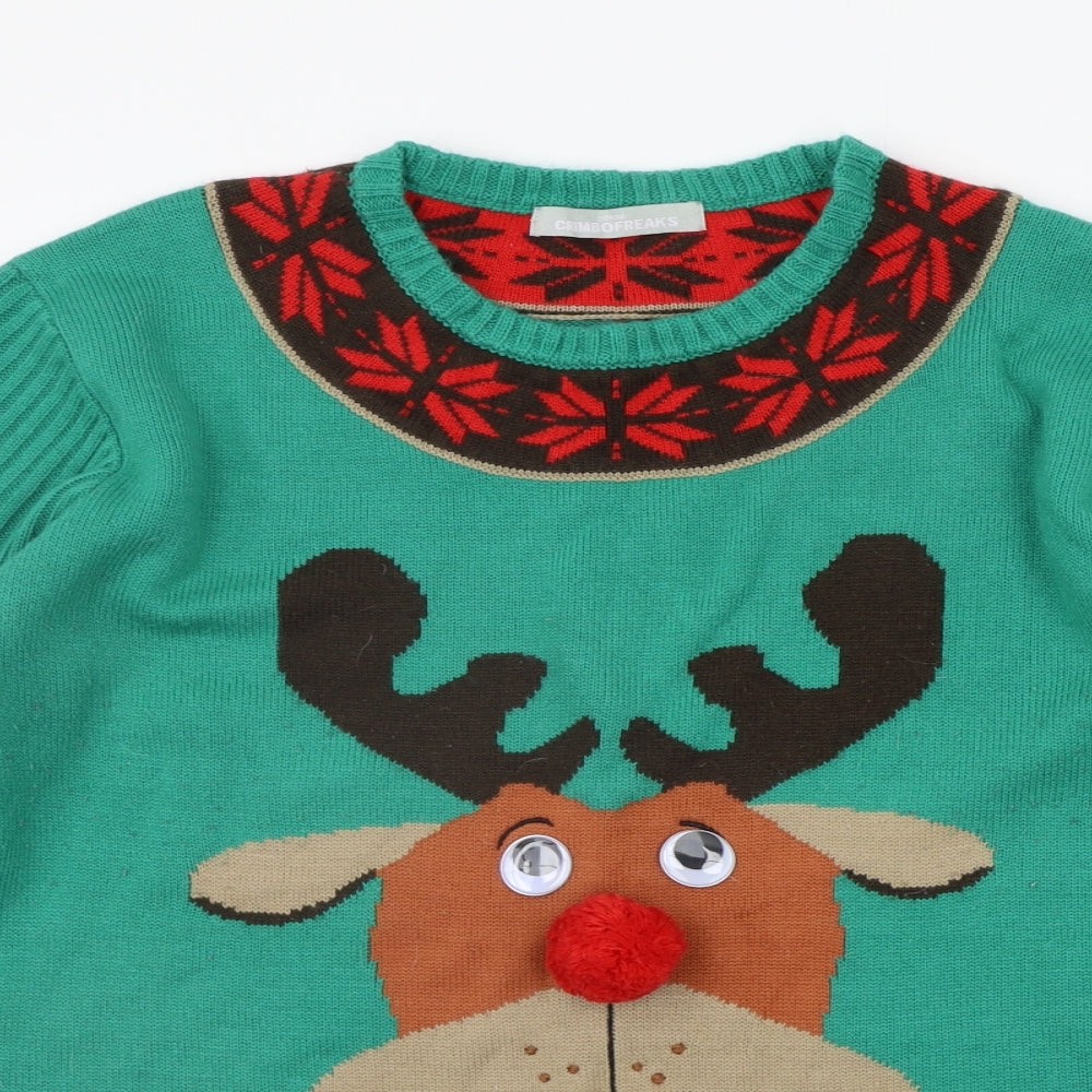 CHRIMBOFREAKS Mens Green   Pullover Jumper Size XL  - christams