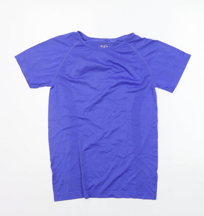 Womens UK Size 10 WORKOUT Blue Basic T-Shirt