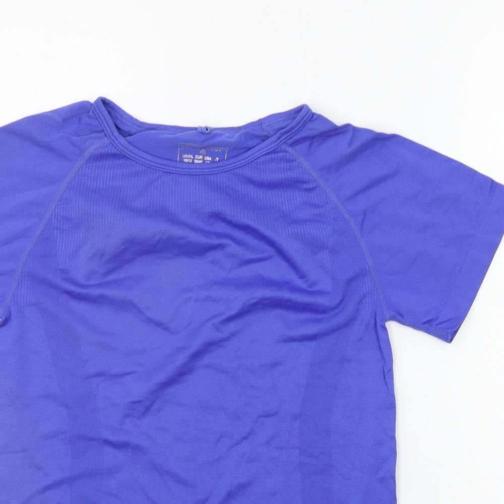 Womens UK Size 10 WORKOUT Blue Basic T-Shirt