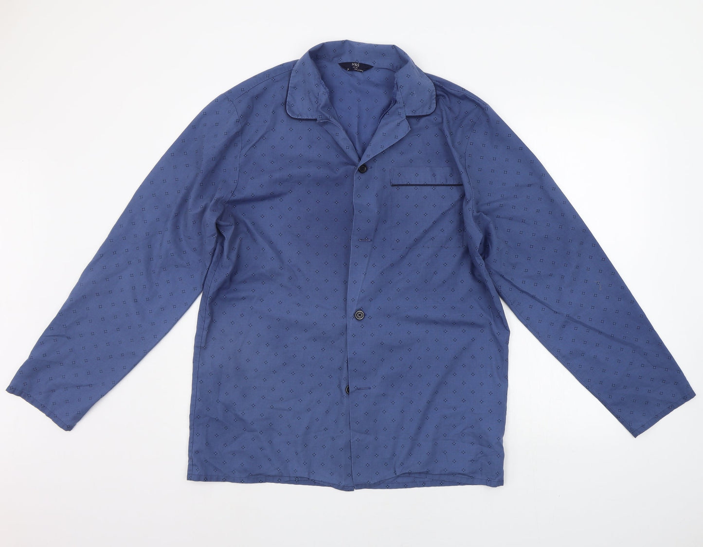 Mens UK Size M Marks and Spencer Blue  Button-Up Long Sleeve Casual Shirt