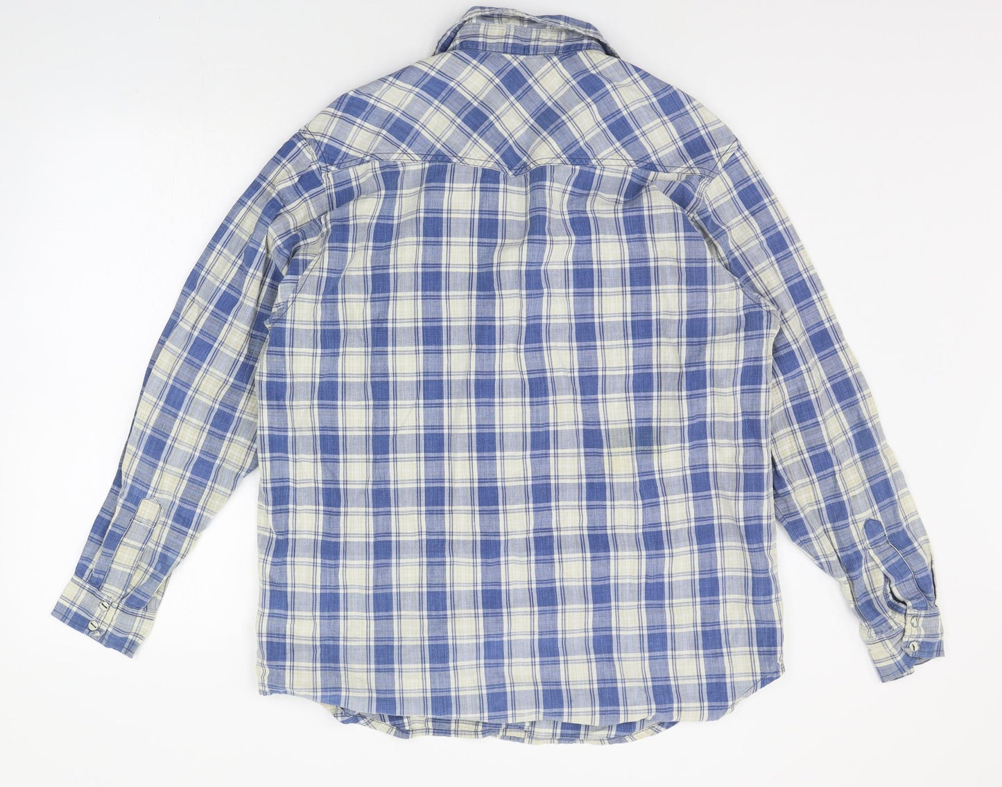 Mens UK Size 14 Moto Menswear Blue  Button-Up Long Sleeve Casual Shirt