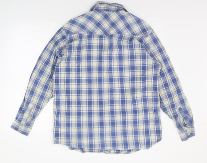 Mens UK Size 14 Moto Menswear Blue  Button-Up Long Sleeve Casual Shirt