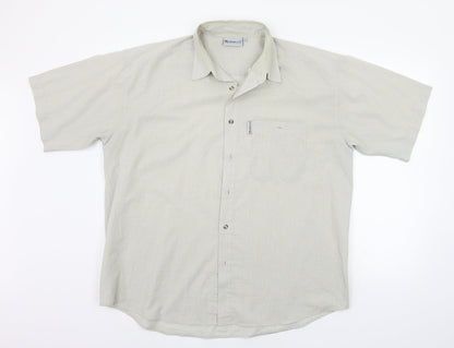 Outdoors scene Mens Grey Striped   Button-Up Size L