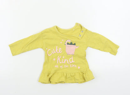 George  Girls Yellow   Basic T-Shirt Size 3-6 Months