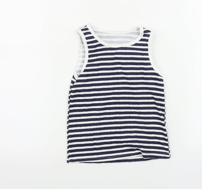 Primark  Girls White Striped  Basic T-Shirt Size 6-7 Years