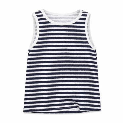 Front view of Primark girls’ white striped basic t-shirt, size 6-7, years