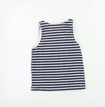 Primark  Girls White Striped  Basic T-Shirt Size 6-7 Years