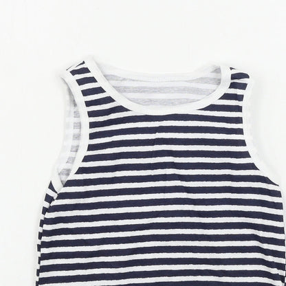 Primark  Girls White Striped  Basic T-Shirt Size 6-7 Years