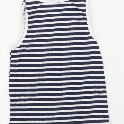 Primark  Girls White Striped  Basic T-Shirt Size 6-7 Years