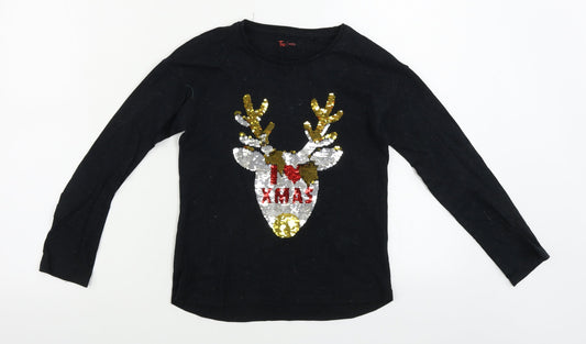 TU Boys Black   Basic T-Shirt Size 11 Years  - sequin detail