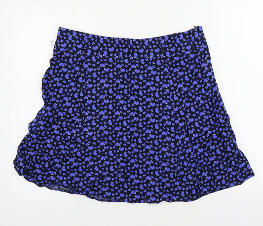 Papaya  Womens Blue Animal Print  A-Line Skirt Size 34 in