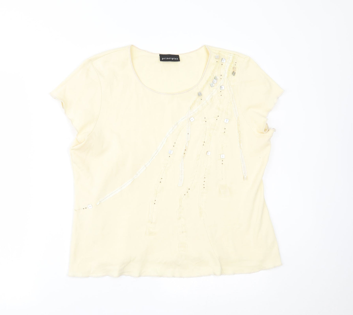 Womens UK Size 18 Principles Yellow Basic T-Shirt