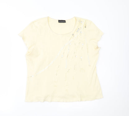 Womens UK Size 18 Principles Yellow Basic T-Shirt