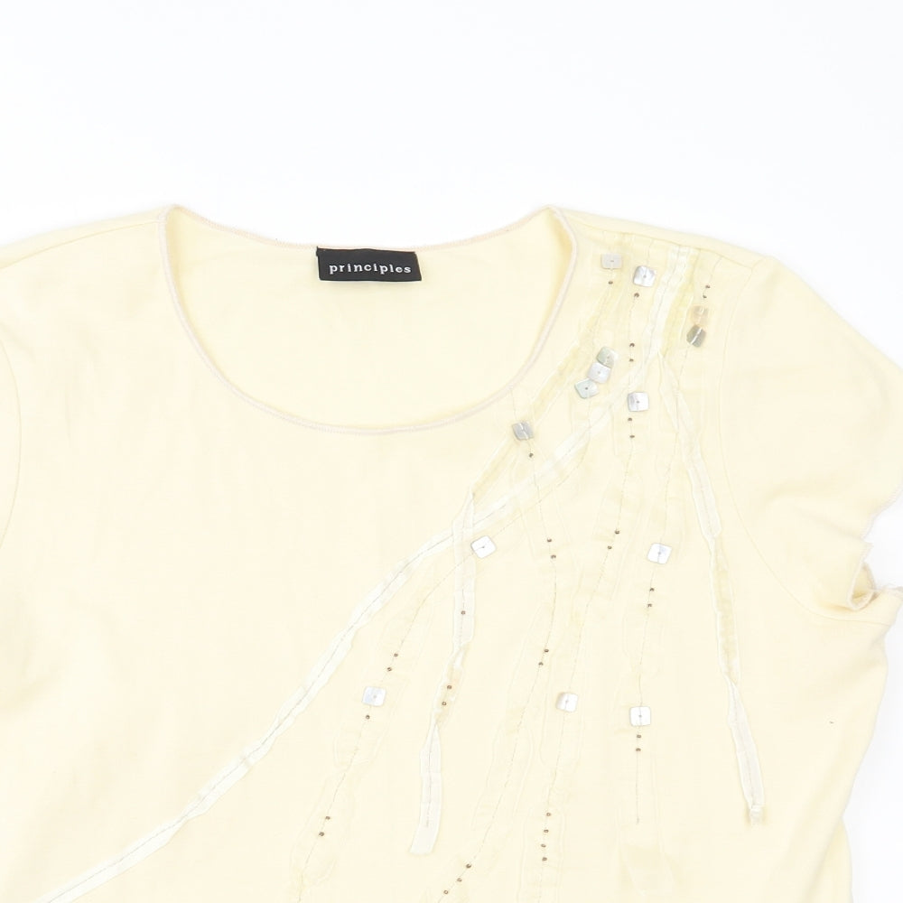 Womens UK Size 18 Principles Yellow Basic T-Shirt