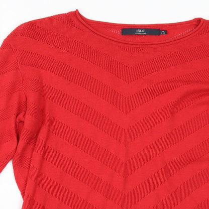 Womens UK Size M Isle Essentials Red Basic Blouse