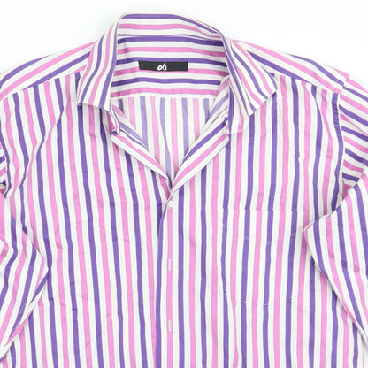Mens UK Size 16 Oli Pink  Button-Up Long Sleeve Casual Shirt