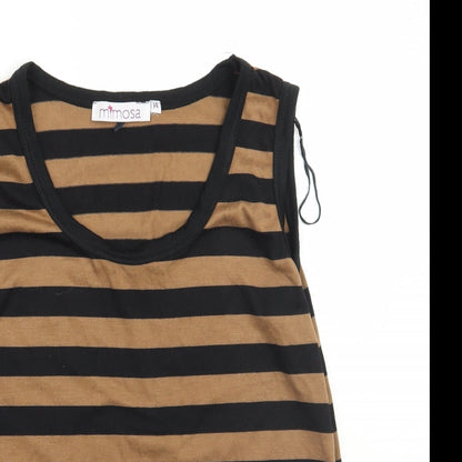 mimosa Womens Brown Striped  Basic Tank Size 14