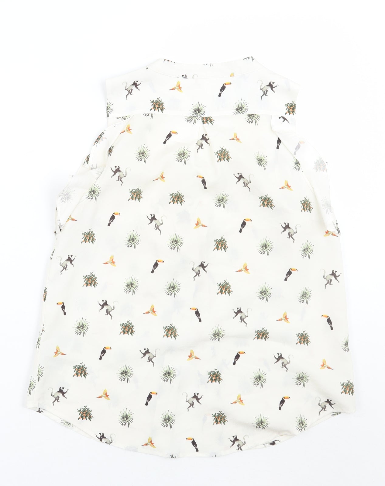 H&M< Womens Ivory Animal Print  Basic Button-Up Size 6