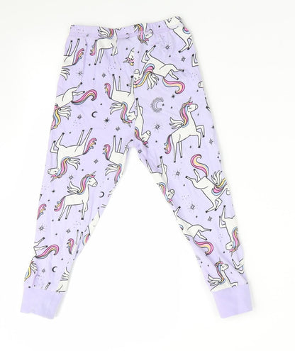 George Girls Purple Animal Print   Pyjama Pants Size 3-4 Years  - Unicorn print