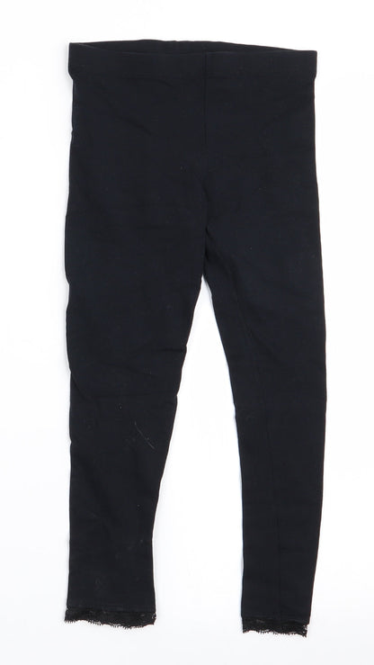 George Girls Black   Jegging Trousers Size 8-9 Years - Lace Hems