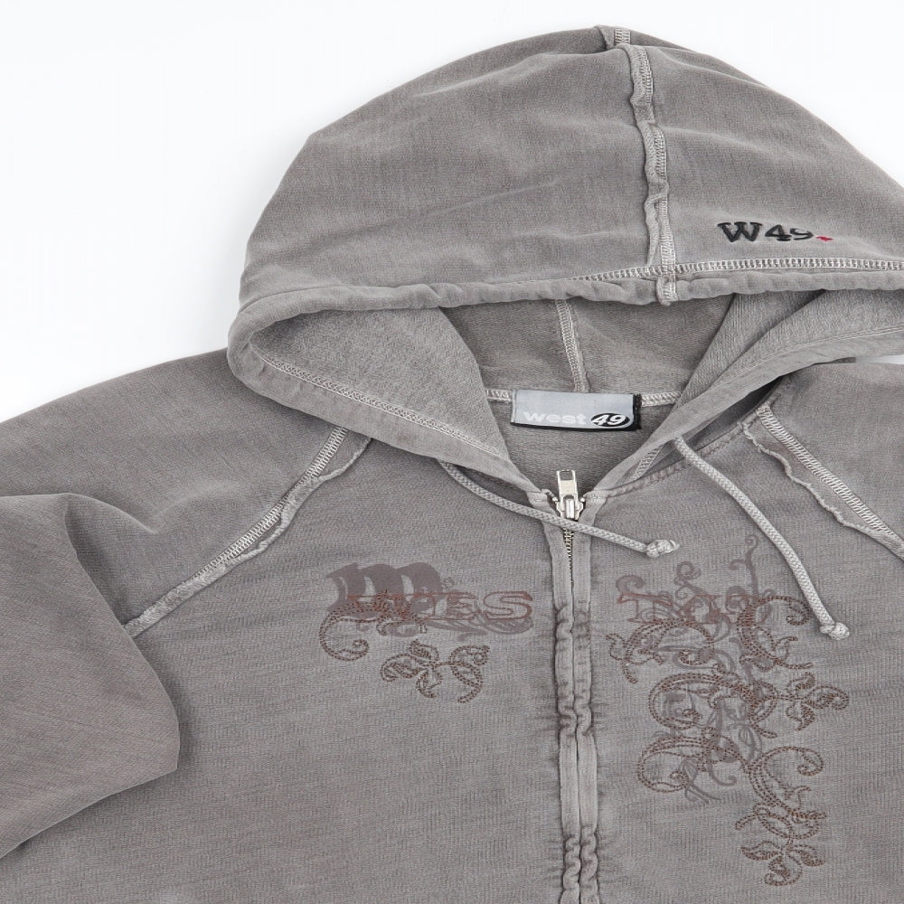 West 49 Womens Brown Floral  Full Zip Hoodie
