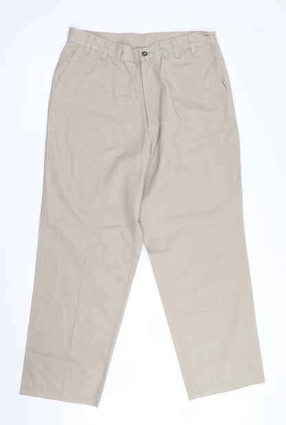 Haggar Clothing Co Mens Beige   Chino Trousers Size 34 in L28 in