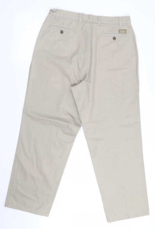 Haggar Clothing Co Mens Beige   Chino Trousers Size 34 in L28 in