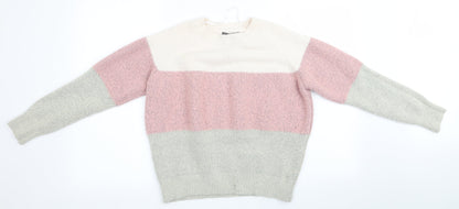 Primark Womens Pink Striped  Pullover Jumper Size 14
