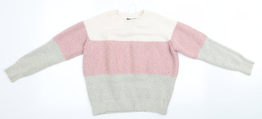 Primark Womens Pink Striped  Pullover Jumper Size 14