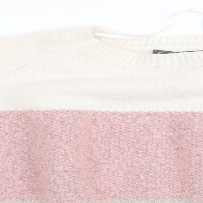Primark Womens Pink Striped  Pullover Jumper Size 14