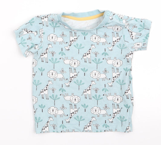 Matalan Boys Blue Animal Print  Basic T-Shirt Size 9-12 Months  - wild animals