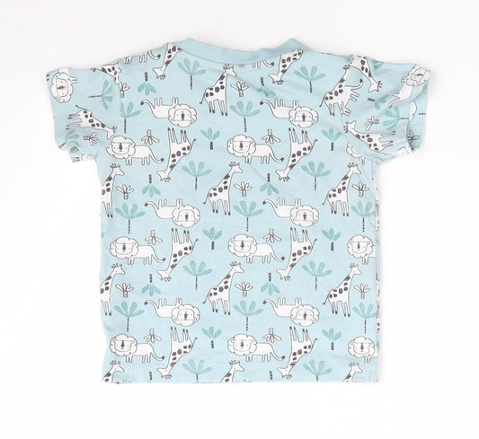 Matalan Boys Blue Animal Print  Basic T-Shirt Size 9-12 Months  - wild animals
