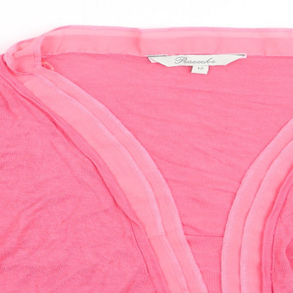 Womens UK Size 12 Peacocks Pink Cardigan Jumper