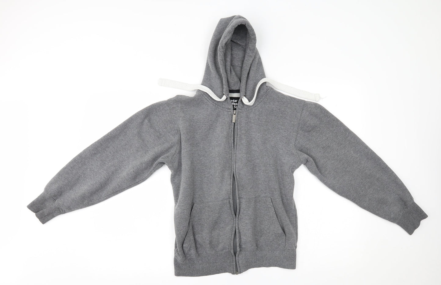 Mens UK Size S Cedar Wood State Grey Full Zip Hoodie