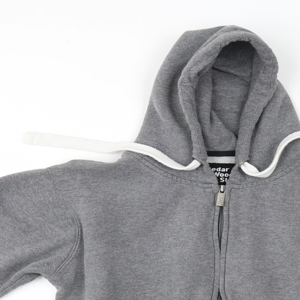 Mens UK Size S Cedar Wood State Grey Full Zip Hoodie