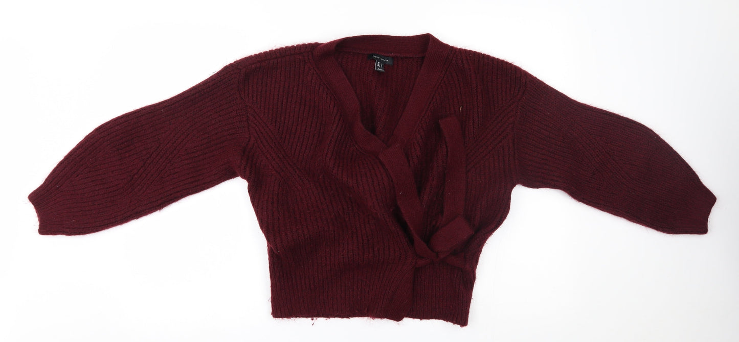 Womens UK Size L New Look Red Cardigan Jumper