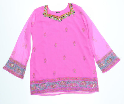Womens UK Size S Preworn Multicoloured Basic Blouse